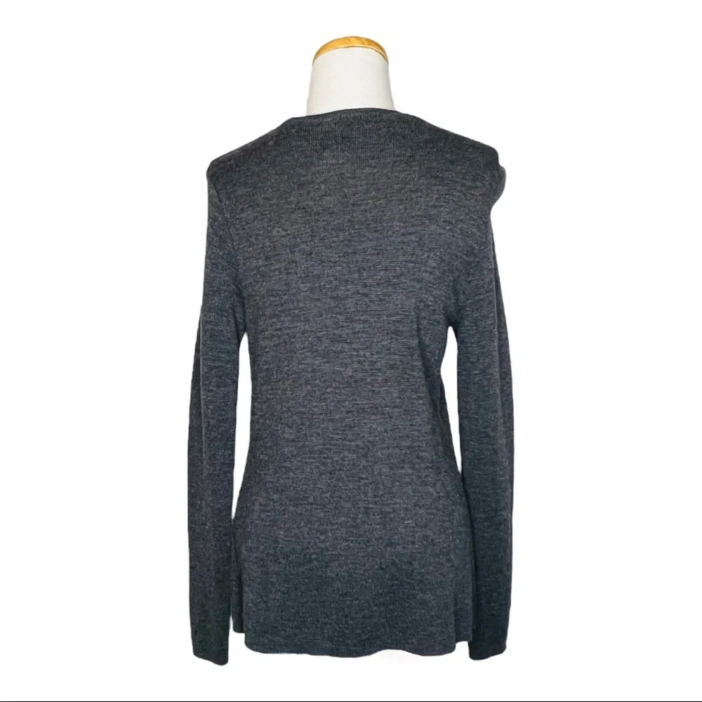 Adrienne Vittadini Carbon Heather Open Front Sweater Luxury Mercerized Wool Sz S - Picture 6 of 13